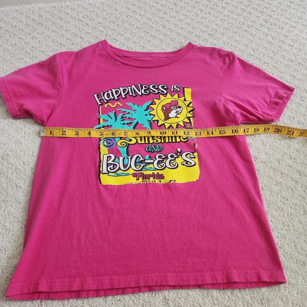 Buc-ees Florida Happiness is Sunshine Pink Graphic T-Shirt Youth Large YL - Picture 6 of 7